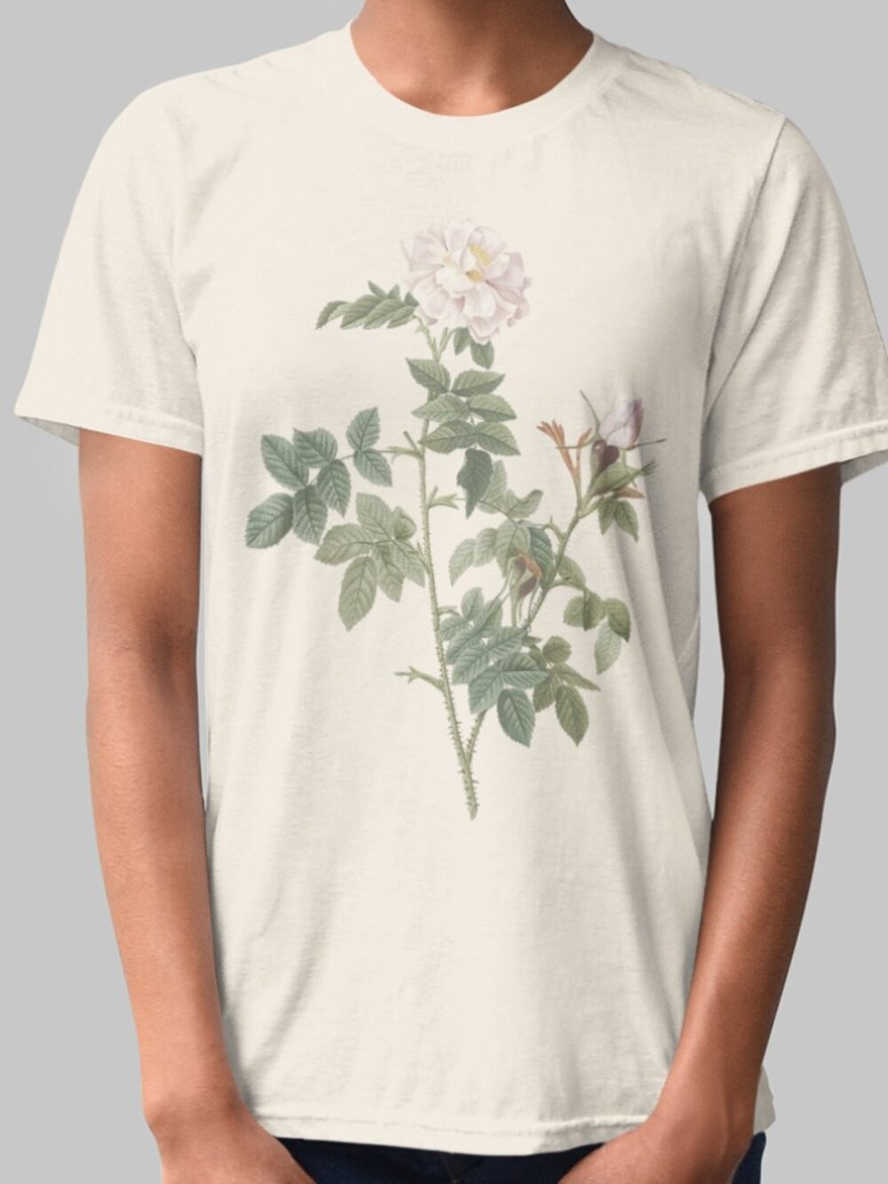 Rose Vintage Floral Print Short Sleeve Graphic Tee T-shirt S-XXL